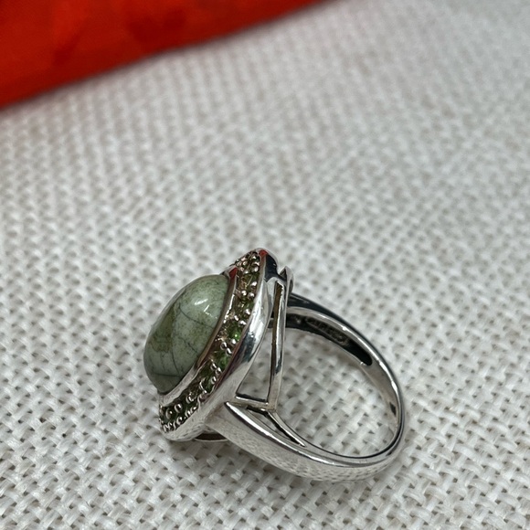 Vintage Sterling Silver Ring with Serpentine Gemstone – Size 6.5 - Picture 3 of 15